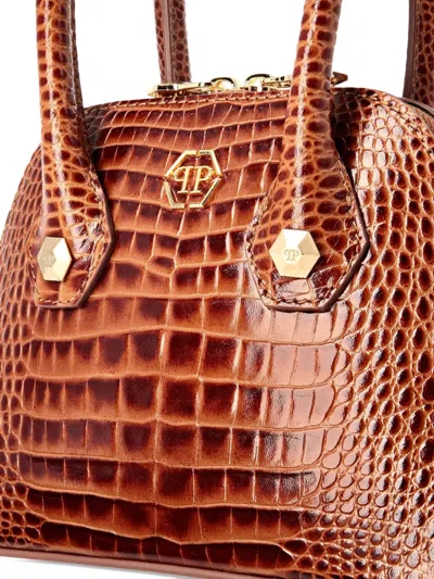 Philipp Plein Majestic Cocco Shiny Shoulder Bag In Brown