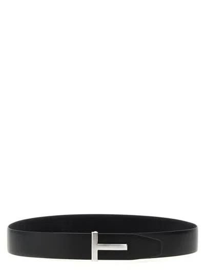 Tom Ford Logo Reversible Belt Belts Multicolor In Black