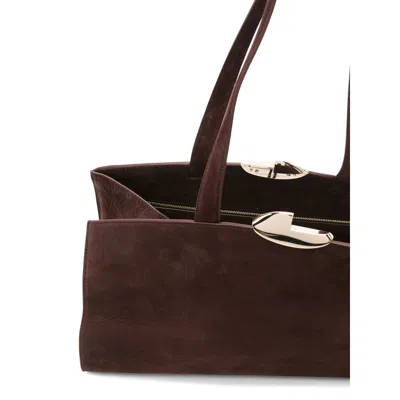 Benedetta Bruzziches Bordeaux Suede Shoulder Bag With Metallic Clasp In Brown