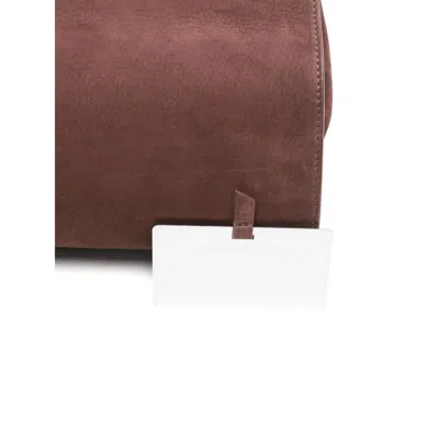 Benedetta Bruzziches Bordeaux Suede Shoulder Bag With Metallic Clasp In Brown