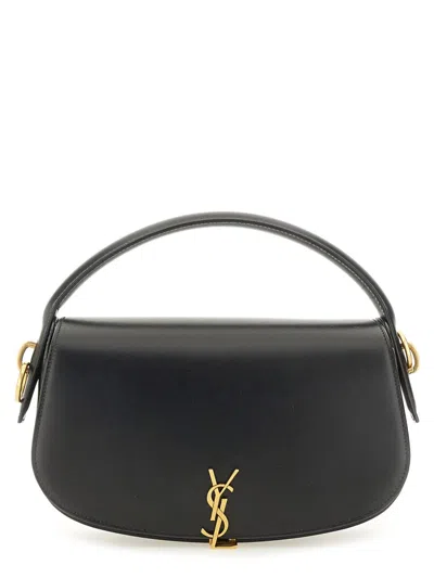 Saint Laurent Voltaire In Box Curved-handle Leather Shoulder Bag In Black