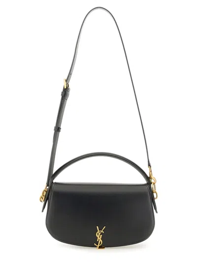 Saint Laurent Voltaire In Box Curved-handle Leather Shoulder Bag In Black