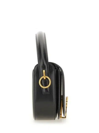 Saint Laurent Voltaire In Box Curved-handle Leather Shoulder Bag In Black