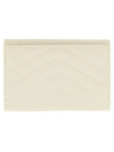 Saint Laurent Small Chevron Envelope Wallet In White