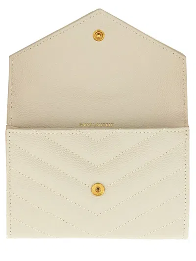 Saint Laurent Small Chevron Envelope Wallet In White