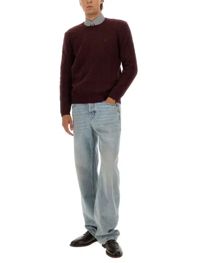 Polo Ralph Lauren Ralph Lauren Cable Knit Jumper Burgundy In Brown