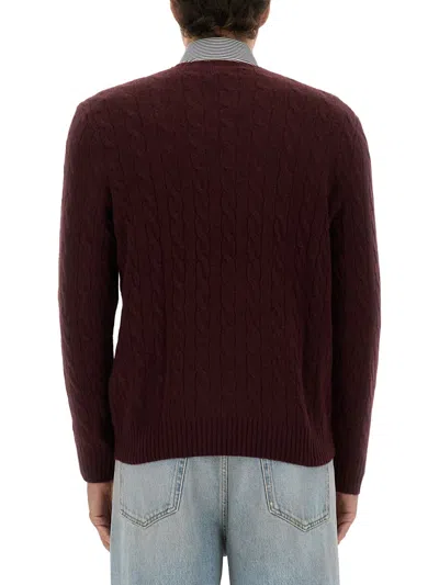 Polo Ralph Lauren Ralph Lauren Cable Knit Jumper Burgundy In Brown