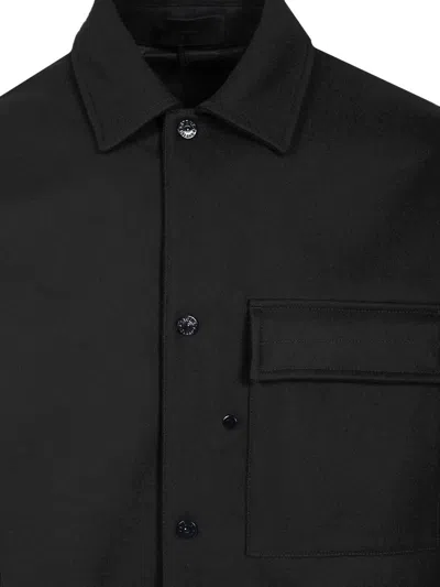 Stone Island Wool Blend Shirt With Chest And Flap Pockets In Blue