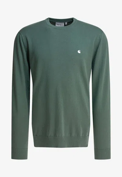 Carhartt Logo Embroidered Ribbed Sweater In Green