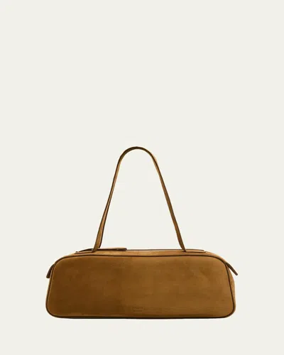 Khaite Simona Zip Suede Shoulder Bag In Brown