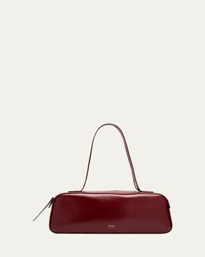 Khaite Simona Crinkled Patent-leather Shoulder Bag In Burgundy