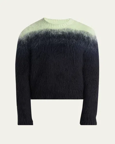 Jil Sander Black Mohair Jacquard Crewneck Sweater In Black