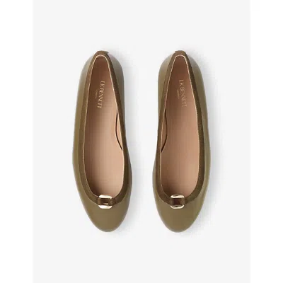 Lk Bennett Dollie Round Toe Suede Ballet Flat In Green