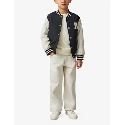 Reiss Mink Brown  Off White Arkan Colour-block Woven Bomber Jacket 3-9 In Multi