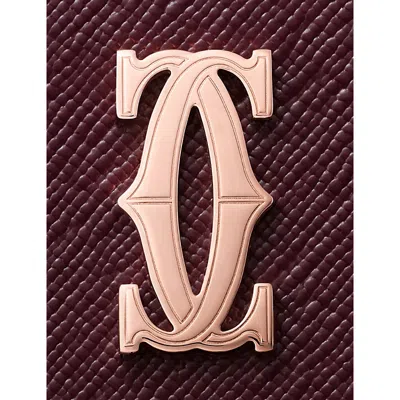 Cartier Womens Grape C De  Mini Leather Wallet In Brown