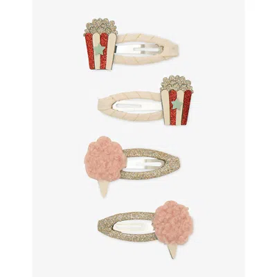 Mimi & Lula Ti Popcorn Candy Floss Hair Clips Set Of Four In Multi