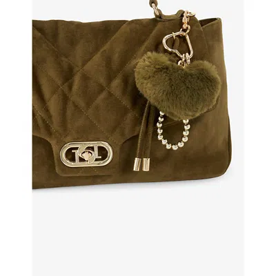 Dune Womens Khaki Suede Regency Suede Shoulder Bag In Brown