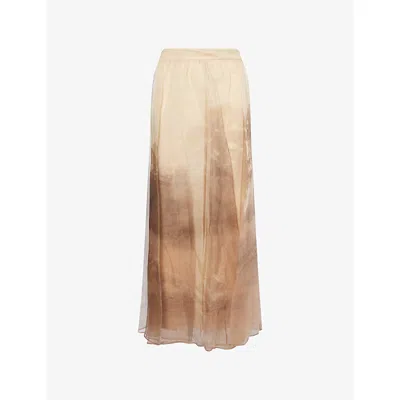 Zimmermann "memento" Organza Maxi Skirt In Brown