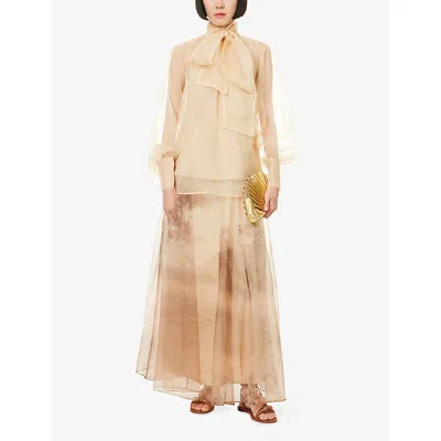 Zimmermann "memento" Organza Maxi Skirt In Brown