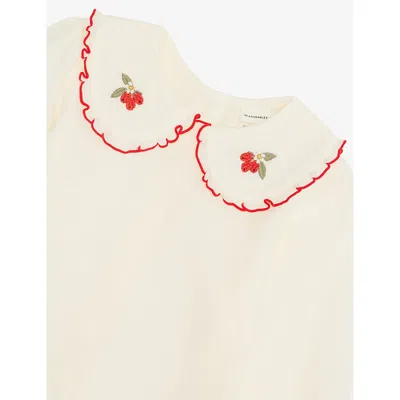 H&m Adorables White Dusty Light Embroidered-collar Cotton Top 4 Month-3 In White
