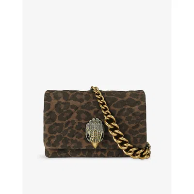 Kurt Geiger Womens Dk.brn Com Mini Kensington Kurt Leopard Suede Cross-body Bag In Brown