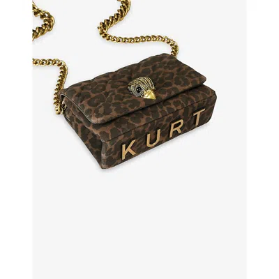 Kurt Geiger Womens Dk.brn Com Mini Kensington Kurt Leopard Suede Cross-body Bag In Brown
