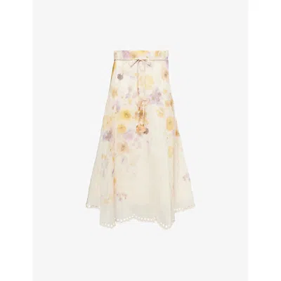 Zimmermann Printed Linen Blend Memento Skirt In Neutral