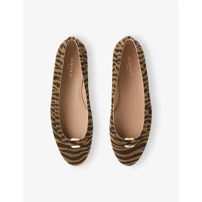 Lk Bennett Womens Pri-zebra Dollie Leopard Suede Ballet Flats Eur 38/5 Uk In Animal Print