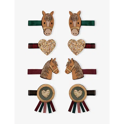 Mimi & Lula Ti Pony Pals Hair Clips Set Of Eight In Multi