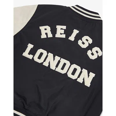 Reiss Mink Brown  Off White Arkan Colour-block Woven Bomber Jacket 3-9 In Brown