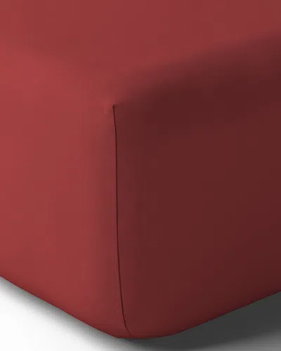 Anne De Solene Vexin 200 Thread-count Queen Fitted Sheet In Burgundy