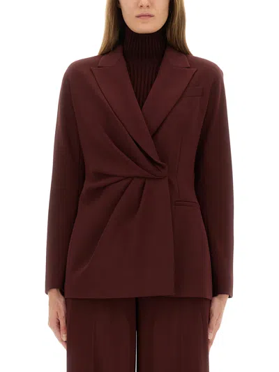 Max Mara Tailored Jacket Notched Lapels In Burgundy