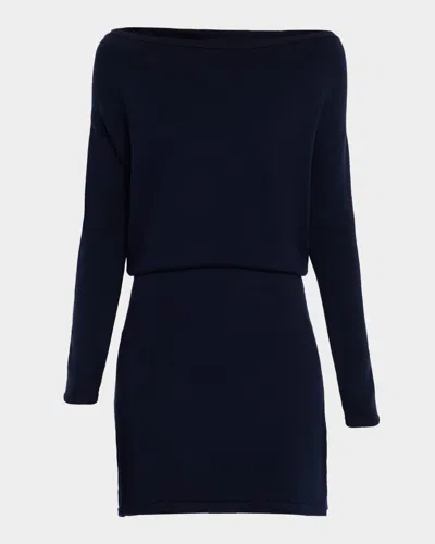 Ramy Brook Chance Off-shoulder Wool Sweater Dress In Blue