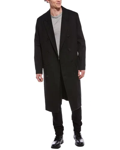 Allsaints Mens Black Curran Double-breasted Wool-blend Coat In Black