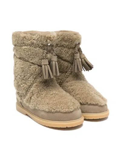 Donsje Myril Fringed Shearling Boots In Multi