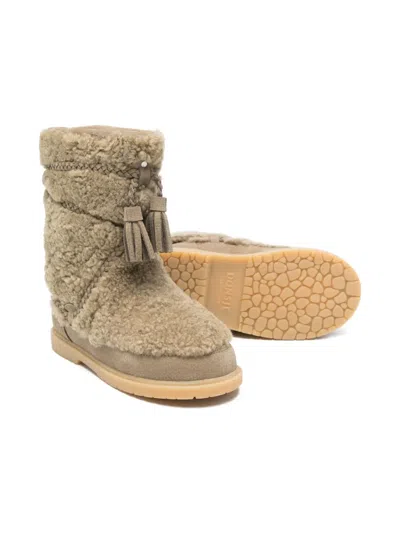 Donsje Myril Fringed Shearling Boots In Multi