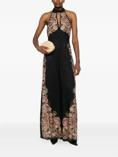 Twinset Combinaison Longue Jacquard Avec Imprimé In Black