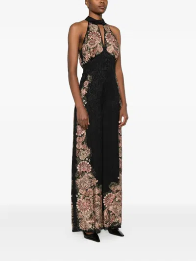 Twinset Combinaison Longue Jacquard Avec Imprimé In Black