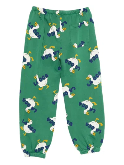 Bobo Choses Duck-print Elasticated Trousers In Green