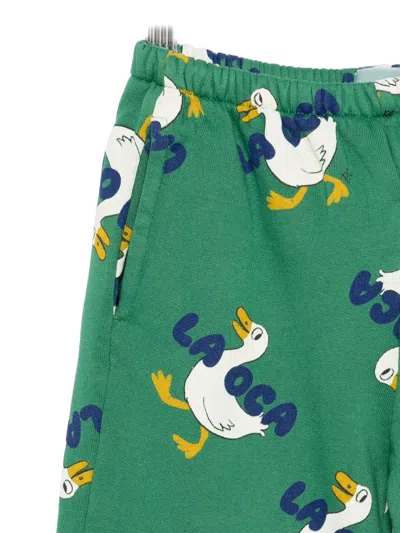 Bobo Choses Duck-print Elasticated Trousers In Green