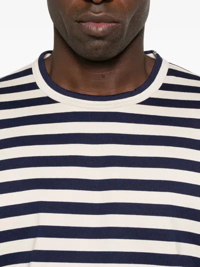Junya Watanabe Long-sleeved Striped Cotton T-shirt In Black