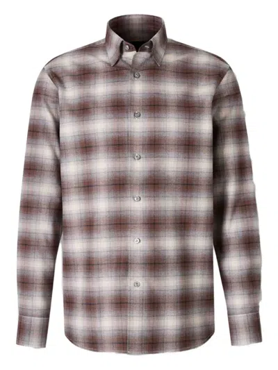 Brioni Checked Cotton Flannel Shirt In Multi
