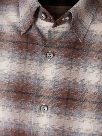 Brioni Checked Cotton Flannel Shirt In Multi