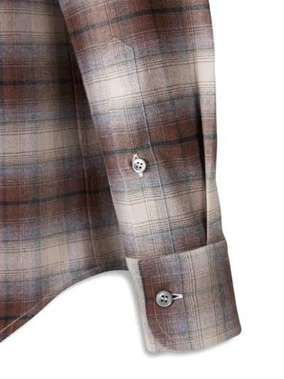 Brioni Checked Cotton Flannel Shirt In Multi