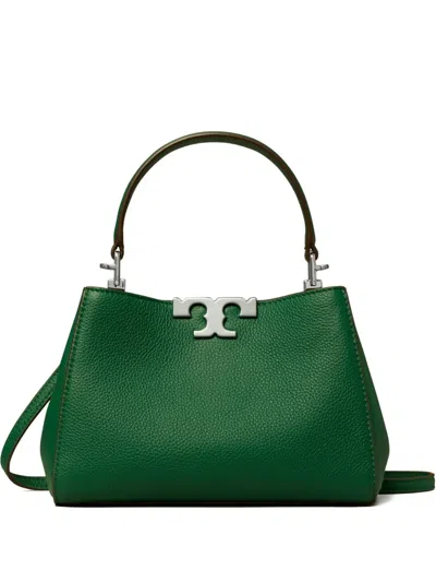 Tory Burch Eleanor Mini Satchel In Hammered Leather Green Color In Green