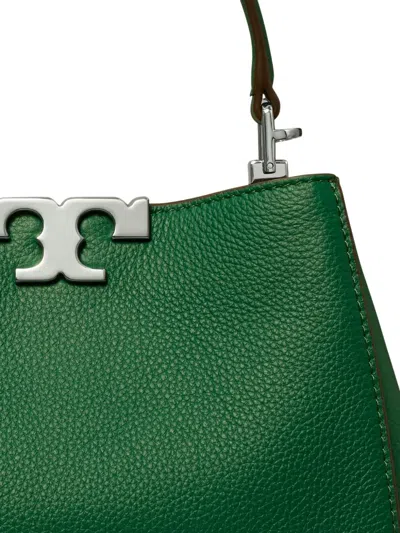 Tory Burch Eleanor Mini Satchel In Hammered Leather Green Color In Green