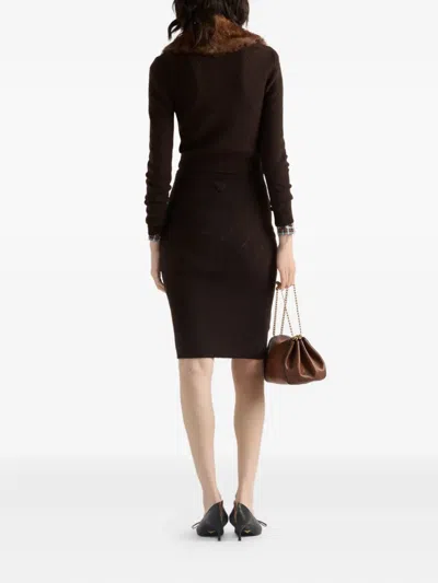 Prada Diamond-pattern Midi Skirt In Black