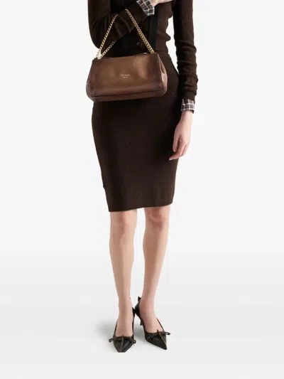 Prada Diamond-pattern Midi Skirt In Black