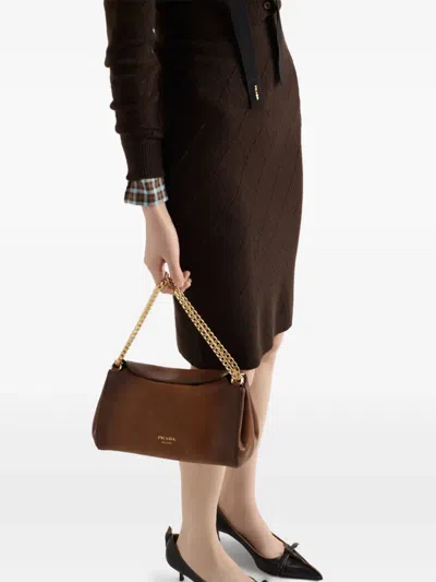 Prada Diamond-pattern Midi Skirt In Black