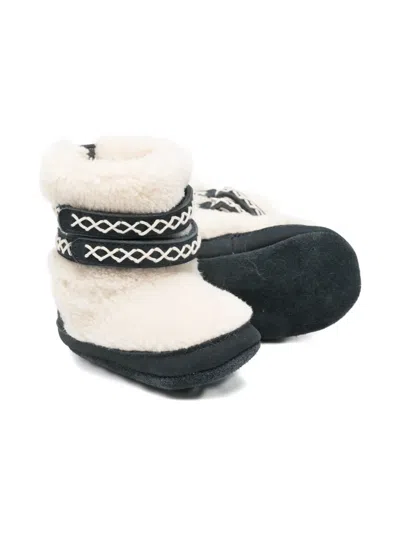 Donsje Shearling Patterned-strap Boots In White